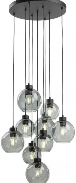 Lampa Wisząca CUBUS Czarny Grafitowe Szklane Klosze 9xE27 58cm