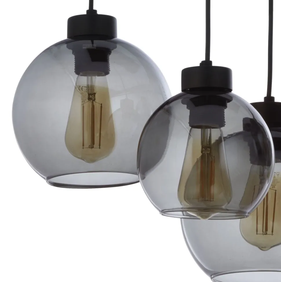 Lampa Wisząca CUBUS Czarny Grafitowy Szklane Klosze 3xE27