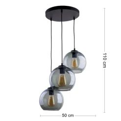 Lampa Wisząca CUBUS Czarny Grafitowy Szklane Klosze 3xE27