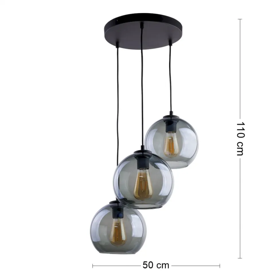 Lampa Wisząca CUBUS Czarny Grafitowy Szklane Klosze 3xE27