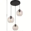 Lampa wisząca CUBUS okrągła czarna klosz bursztynowy 3xE27