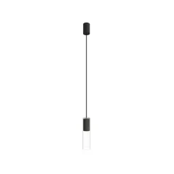 Lampa Wisząca CYLINDER M Czarny Transparentny Szklany Klosz 1xGU10