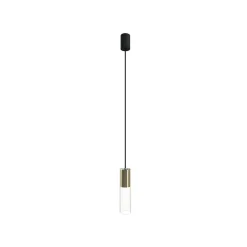 Lampa Wisząca CYLINDER M Złoty Transparentny Szklany Klosz 1xGU10