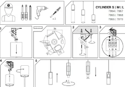 Lampa Wisząca CYLINDER M Złoty Transparentny Szklany Klosz 1xGU10