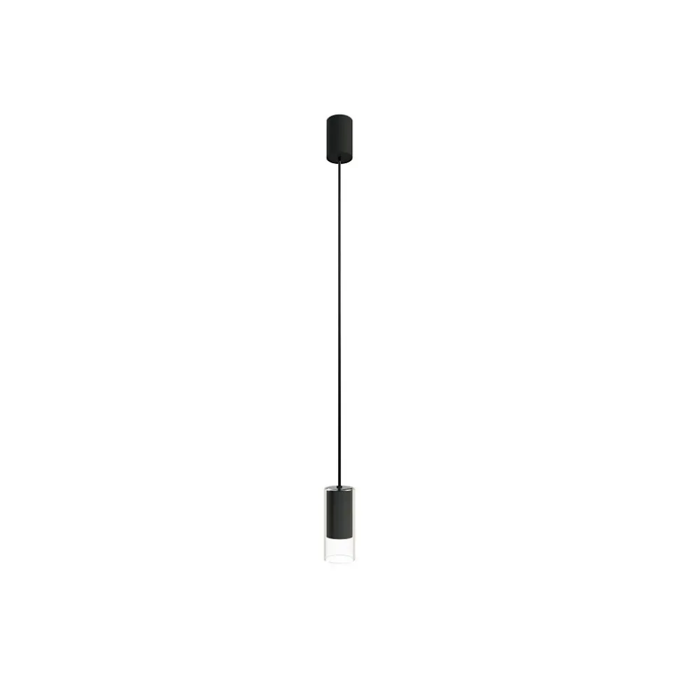 Lampa Wisząca CYLINDER S Czarny Transparentny Szklany Klosz 1xGU10