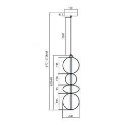 Lampa Wisząca DAPHNE Czarny Szklany Klosz 36W LED 20cm