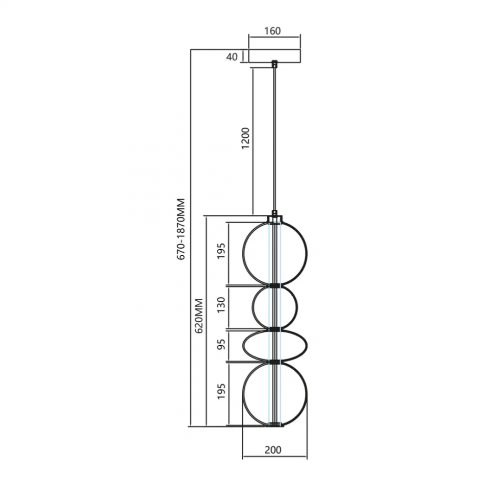 Lampa Wisząca DAPHNE Czarny Szklany Klosz 36W LED 20cm