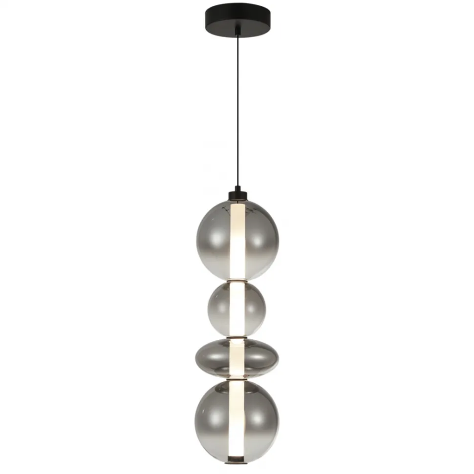 Lampa Wisząca DAPHNE Czarny Szklany Klosz 36W LED 20cm