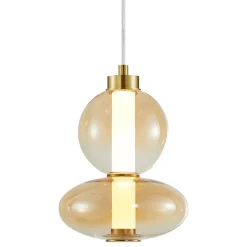 Lampa Wisząca DAPHNE Złoty Szklany Klosz 12W LED 20cm