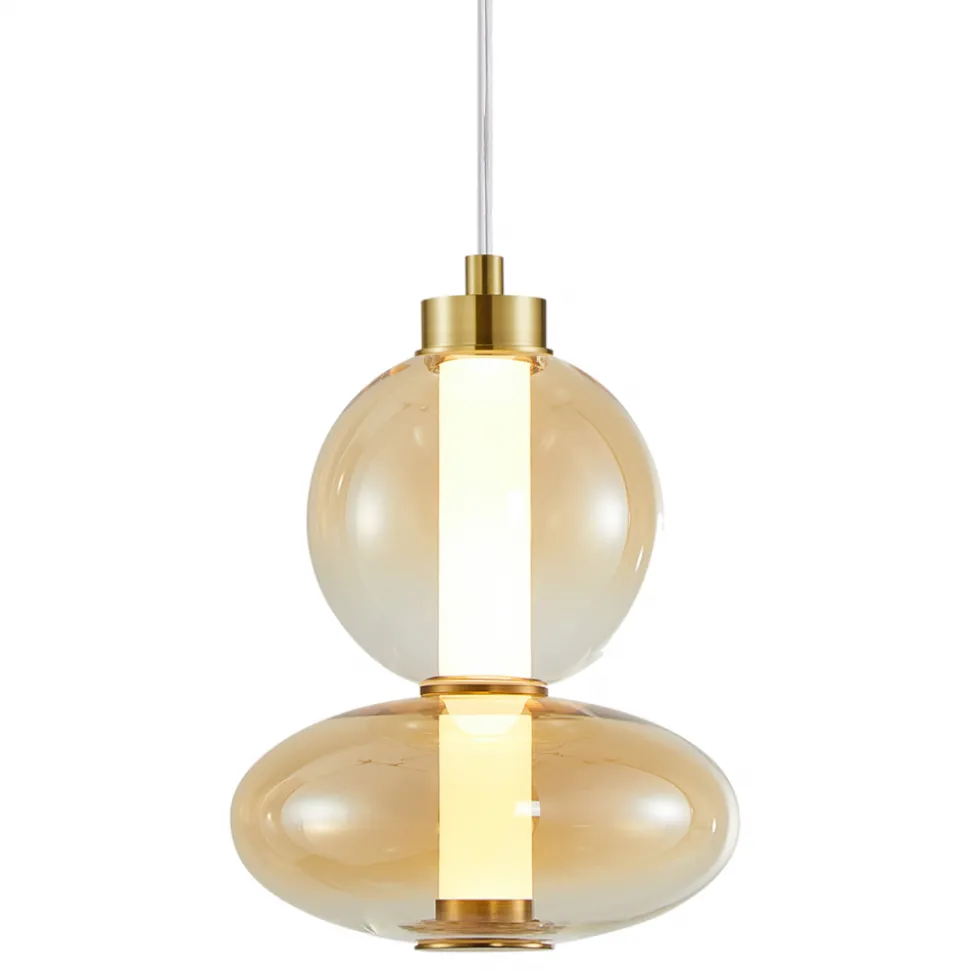 Lampa Wisząca DAPHNE Złoty Szklany Klosz 12W LED 20cm