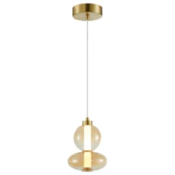 Lampa Wisząca DAPHNE Złoty Szklany Klosz 12W LED 20cm