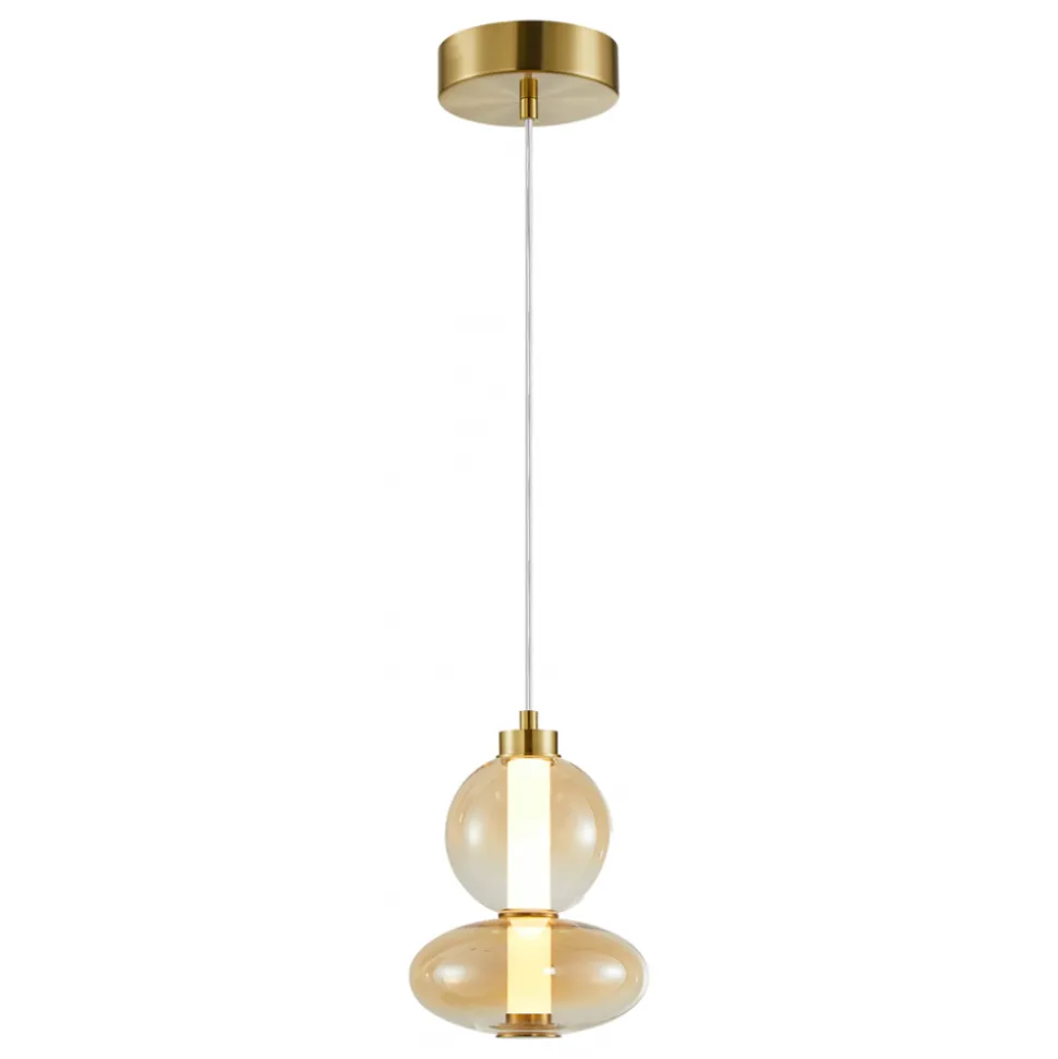 Lampa Wisząca DAPHNE Złoty Szklany Klosz 12W LED 20cm