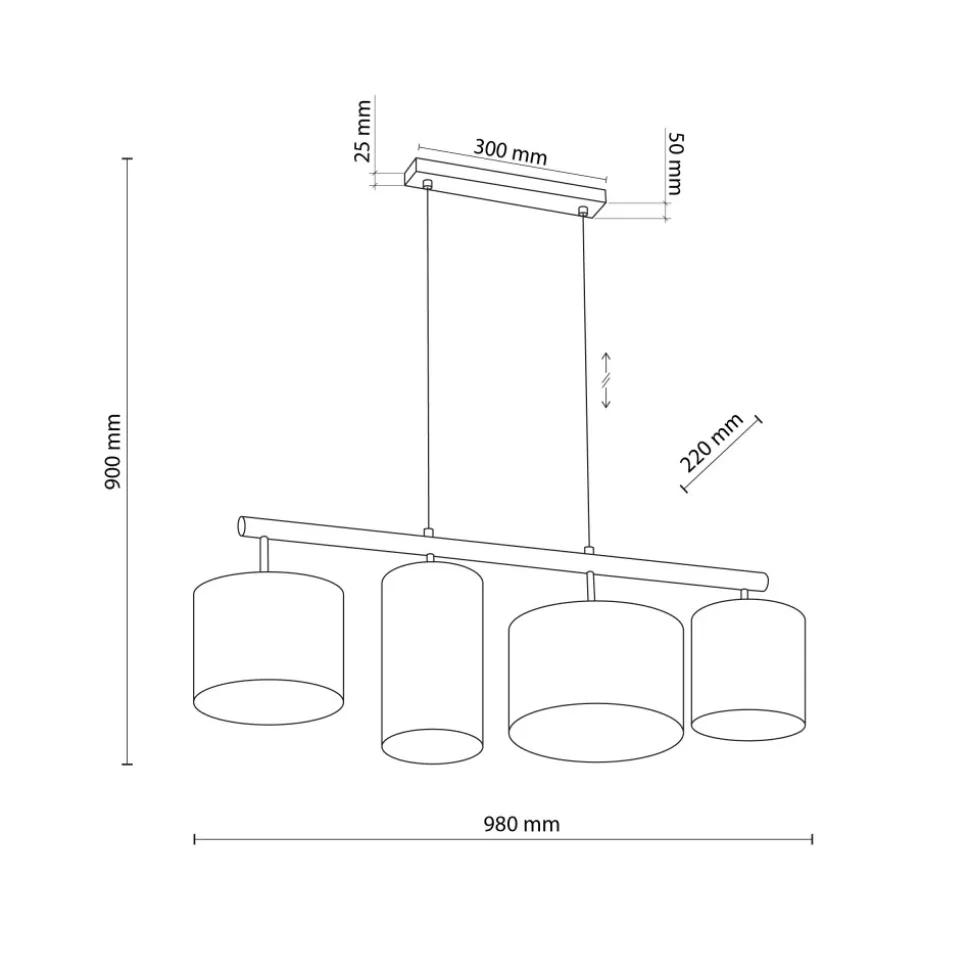 Lampa Wisząca DEVA Brązowy Beżowy Abażury 4xE27