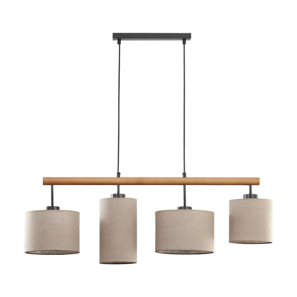 Lampa Wisząca DEVA Brązowy Beżowy Abażury 4xE27