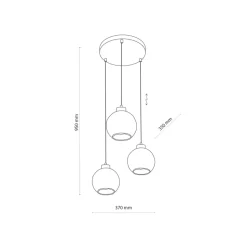 Lampa Wisząca DEVI Czarny Złoty Szklane Klosze Koło 3xE27