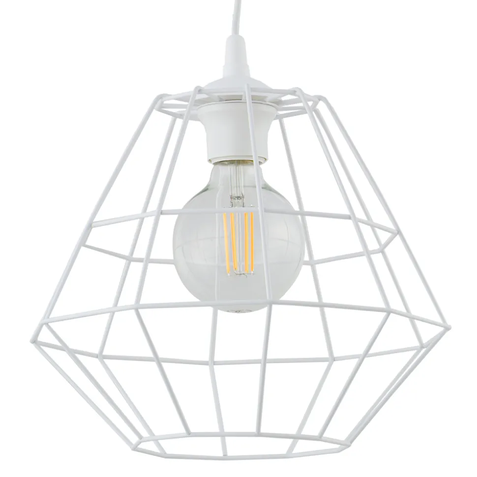 Lampa Wisząca DIAMOND Biały Metalowy Klosz 1xE27 30cm