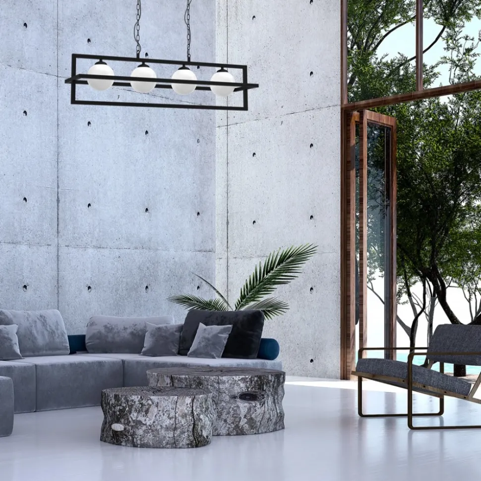 Lampa Wisząca DIEGO Czarny Szklane Klosze 4xE14