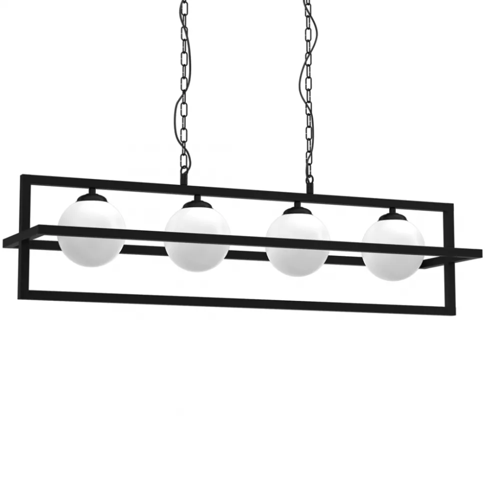 Lampa Wisząca DIEGO Czarny Szklane Klosze 4xE14