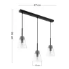 Lampa Wisząca DOMINO Czarny Dymiony Szklany Klosz 3xE27
