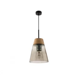 Lampa Wisząca DOMINO Czarny Dymiony Szklany Klosz 1xE27 23 cm