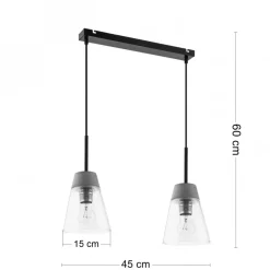 Lampa Wisząca DOMINO Czarny Biały Szklany Klosz 2xE27
