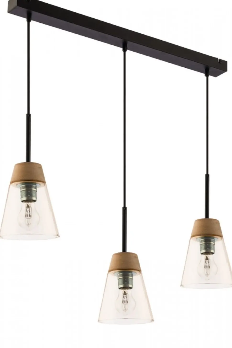 Lampa Wisząca DOMINO Czarny Bursztynowy Szklany Klosz 3xE27