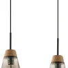 Lampa Wisząca DOMINO Czarny Dymiony Szklany Klosz 2xE27