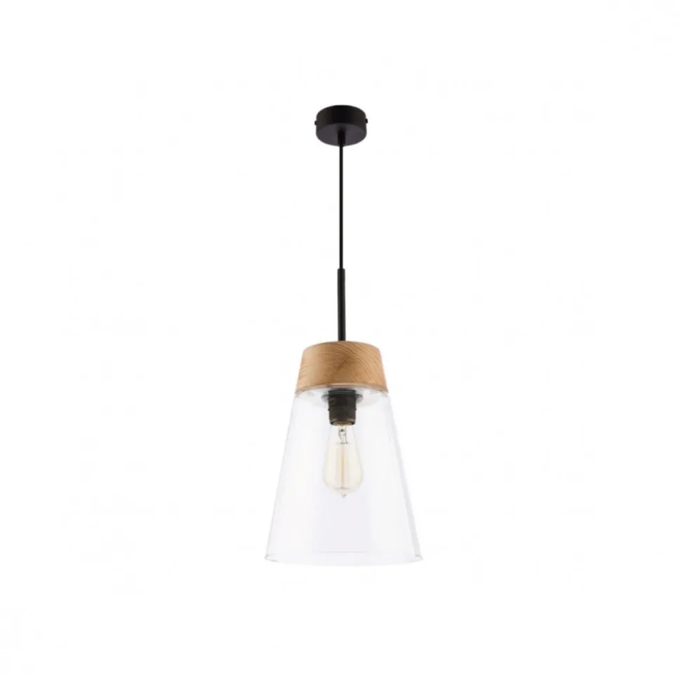 Lampa Wisząca DOMINO Czarny Transparentny Szklany klosz 1xE27 23 cm