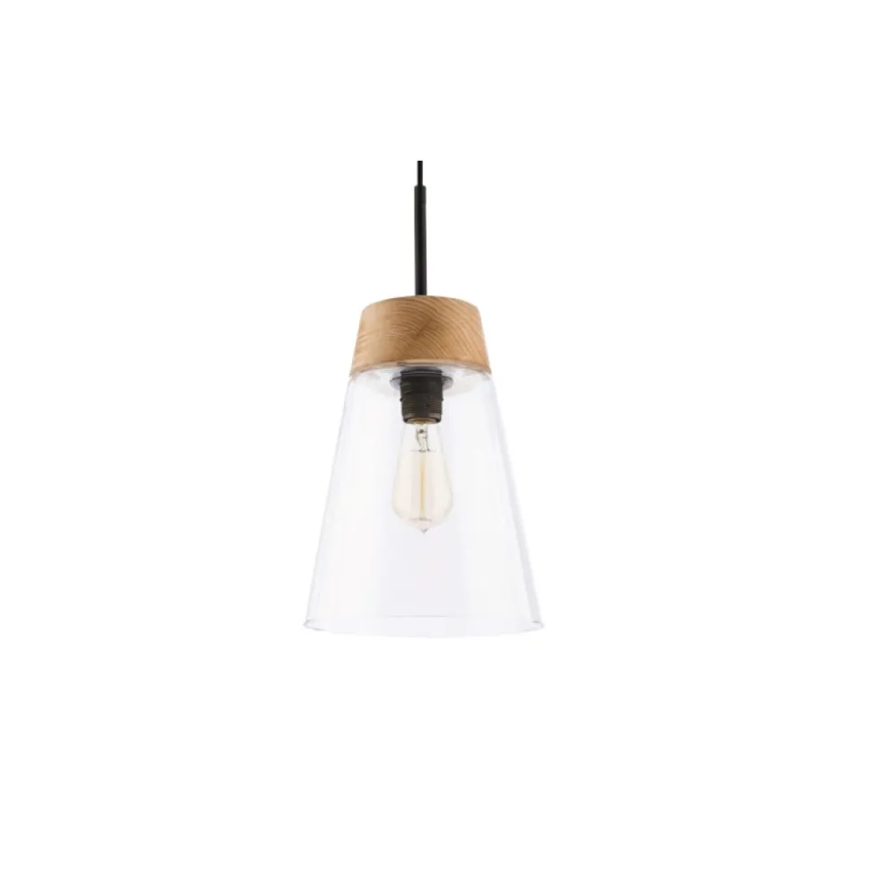 Lampa Wisząca DOMINO Czarny Transparentny Szklany klosz 1xE27 23 cm