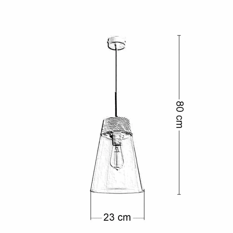 Lampa Wisząca DOMINO Czarny Transparentny Szklany klosz 1xE27 23 cm