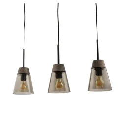 Lampa Wisząca DOMINO I Czarny Transparentny Szklany Klosz 3xE27