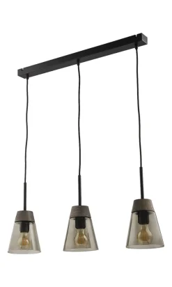 Lampa Wisząca DOMINO I Czarny Transparentny Szklany Klosz 3xE27
