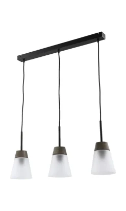 Lampa Wisząca DOMINO I Czarny biały Szklany Klosz 3xE27