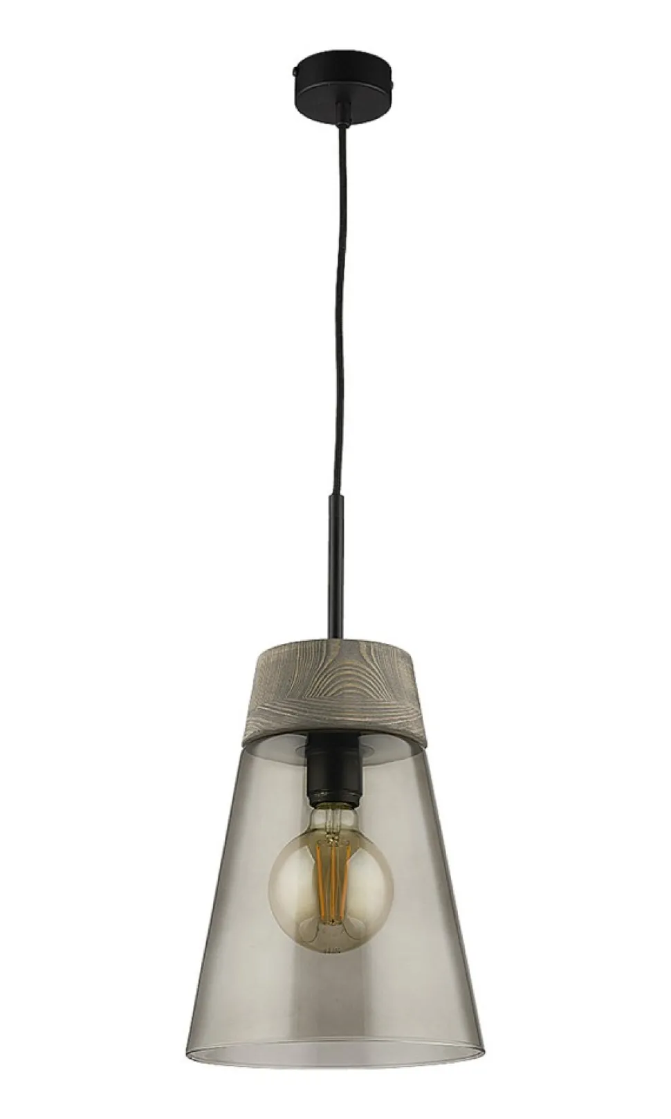 Lampa Wisząca DOMINO I Czarny Transparentny Szklany Klosz 1xE27 23 cm