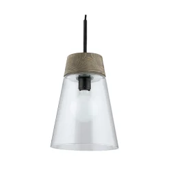 Lampa Wisząca DOMINO I Czarny Transparentny Szklany Klosz 1xE27 23 cm