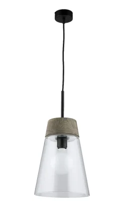 Lampa Wisząca DOMINO I Czarny Transparentny Szklany Klosz 1xE27 23 cm