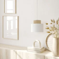 Lampa wisząca DUO biała juta 1xE27 20 cm