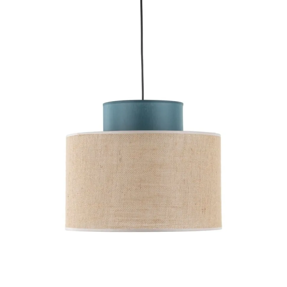 Lampa wisząca DUO czarna abażur juta zielony 1xE27 38 cm