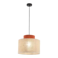Lampa wisząca DUO czarna abażur juta 1xE27 38 cm