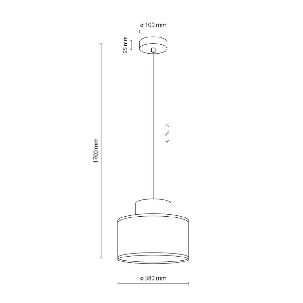 Lampa wisząca DUO czarna abażur juta 1xE27 38 cm
