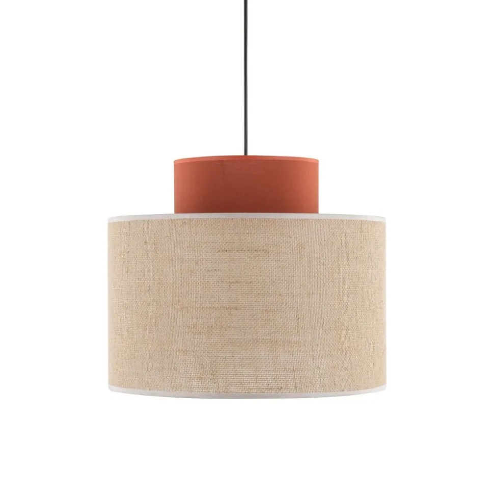 Lampa wisząca DUO czarna abażur juta 1xE27 38 cm