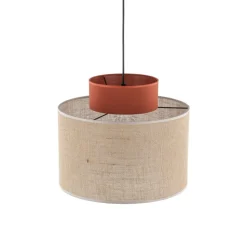 Lampa wisząca DUO czarna abażur juta 1xE27 38 cm