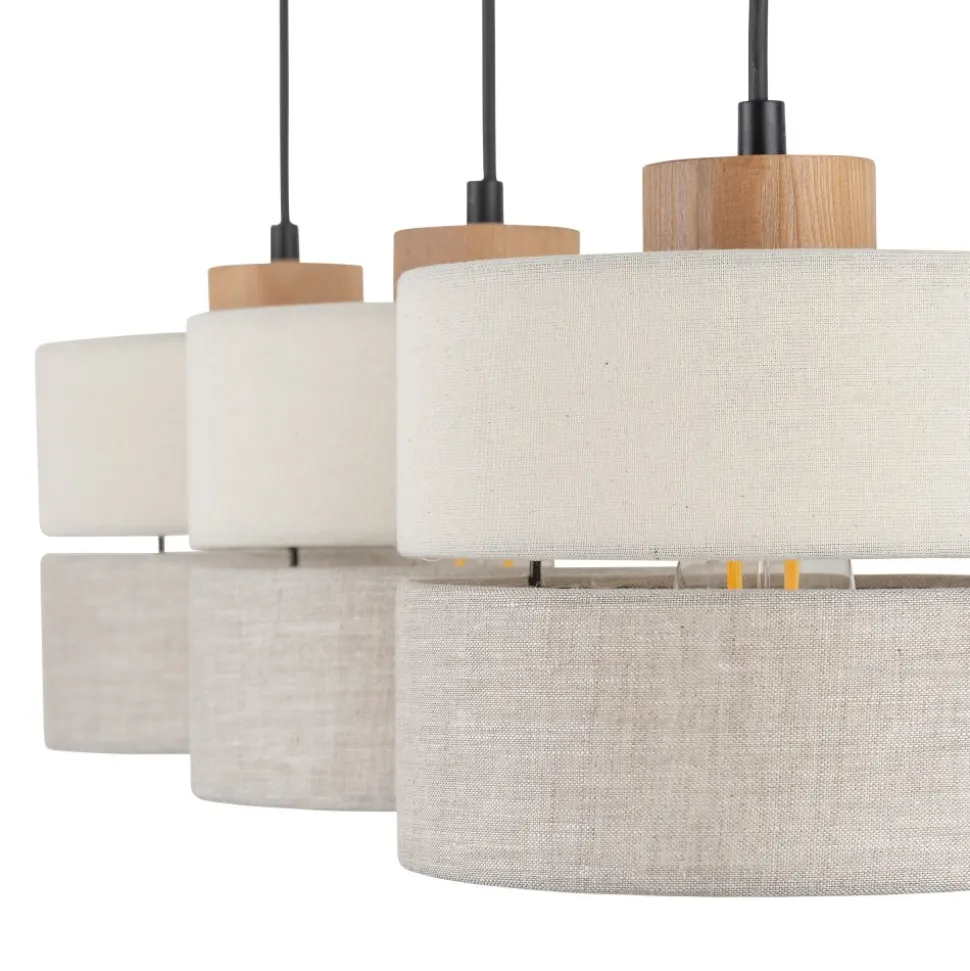 Lampa Wisząca ECO Szary Beżowy Abażury 3xE27
