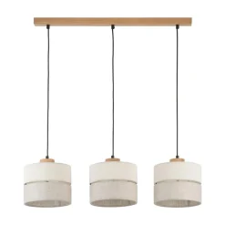 Lampa Wisząca ECO Szary Beżowy Abażury 3xE27