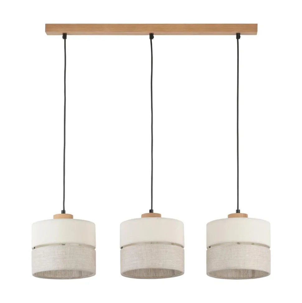 Lampa Wisząca ECO Szary Beżowy Abażury 3xE27