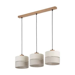 Lampa Wisząca ECO Szary Beżowy Abażury 3xE27