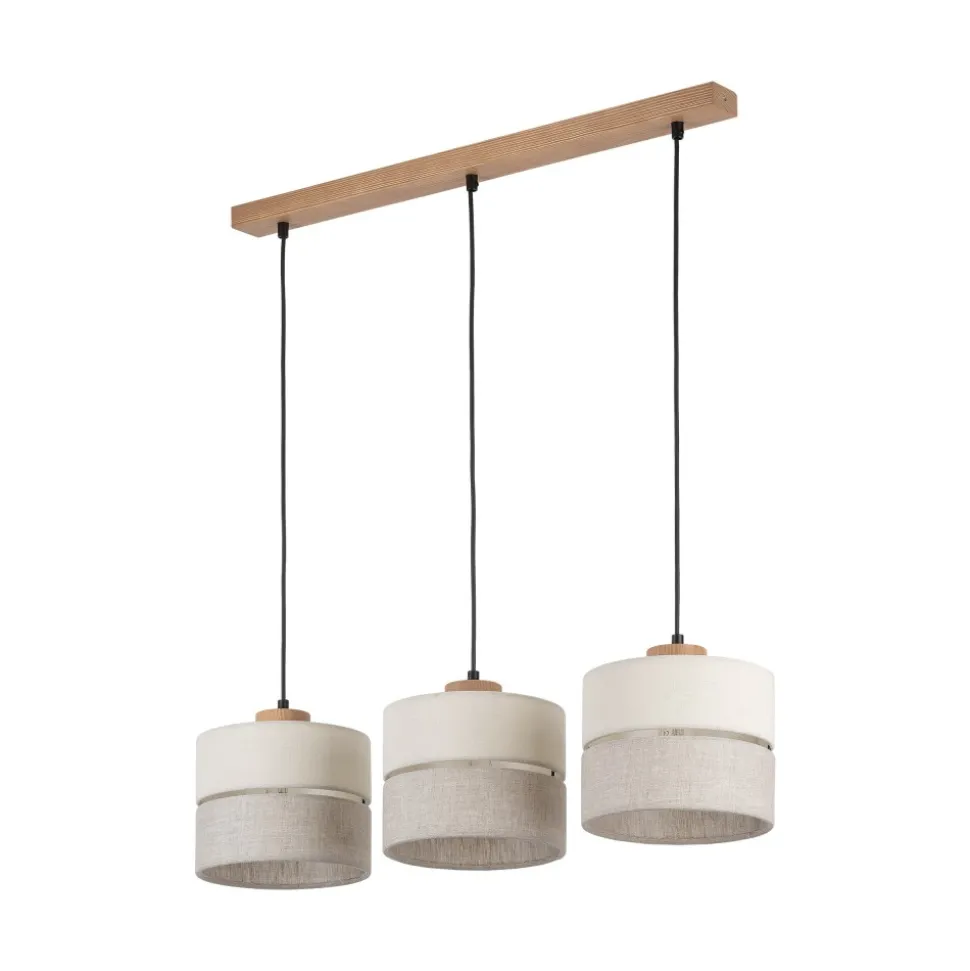 Lampa Wisząca ECO Szary Beżowy Abażury 3xE27