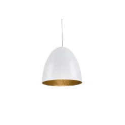 Lampa Wisząca EGG Biały Złoty Metalowy Klosz 1xE27 38cm