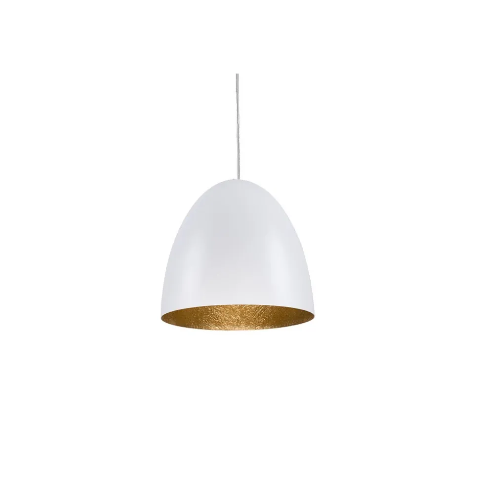 Lampa Wisząca EGG Biały Złoty Metalowy Klosz 1xE27 38cm