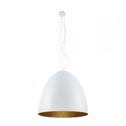 Lampa Wisząca EGG Biały Złoty Metalowy Klosz 1xE27 75cm